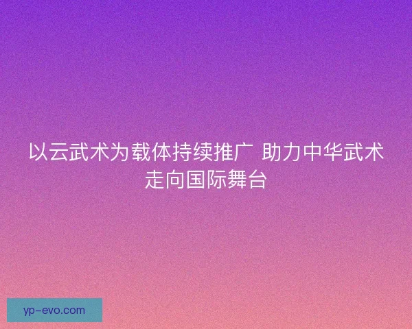 以云武术为载体持续推广 助力中华武术走向国际舞台